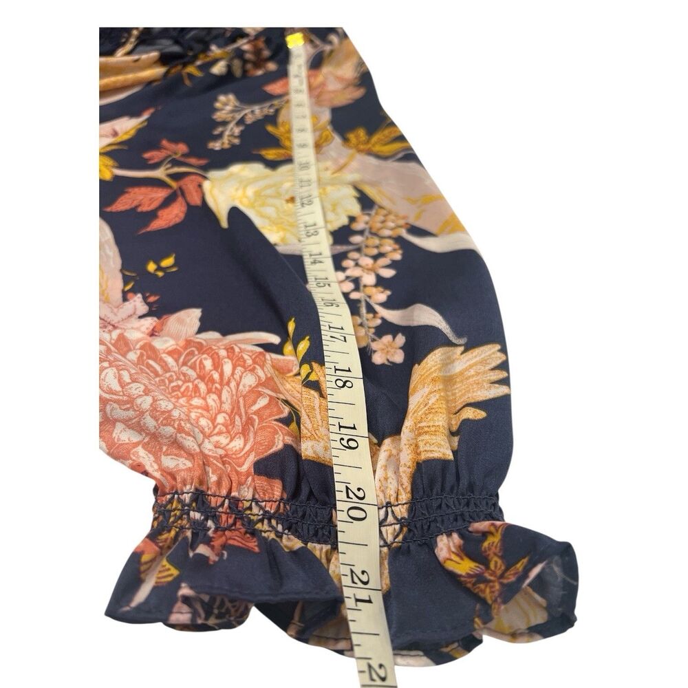 Slate Blue Floral Smocked Midi Dress Elastic Waist Boho Plus Size 0X 14W Spring - Picture 8 of 12